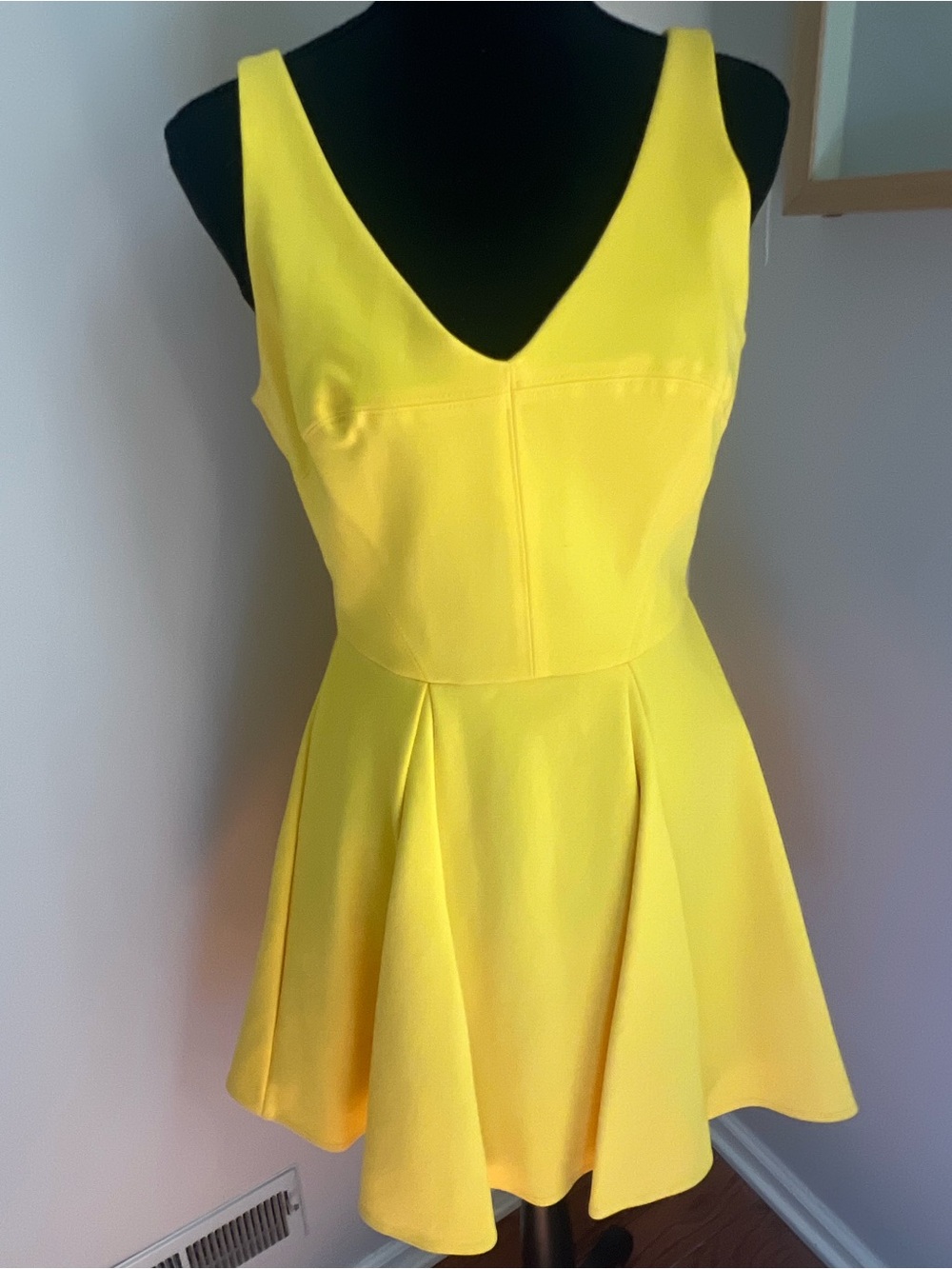 ABS Bright Yellow V-Neck Fit & Flare Dress - Like new!